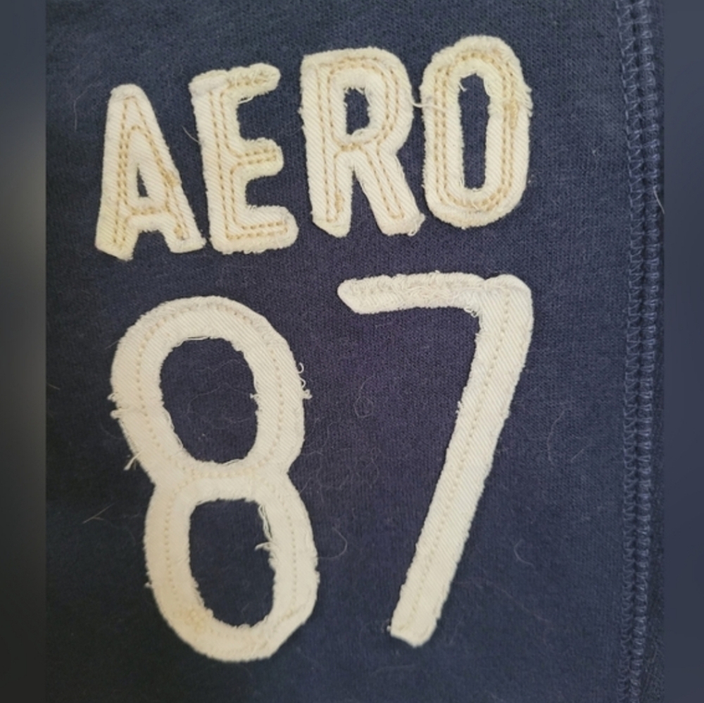 NWT Aeropostale Blue Cropped Lounge Pants With 87 Brand Logo Size Extra Small - Picture 3 of 4